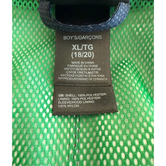 The North Face HyVent Rain Jacket Blue Camo Hooded Full Zip Lightweight Boys XL - Picture 7 of 11